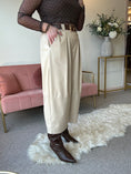 Load image into Gallery viewer, Faux Leather Wide Leg Trouser - Cream
