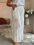 Load image into Gallery viewer, Paisley Gold Embroidery Pant - White/Gold - Wardrobe By Simone
