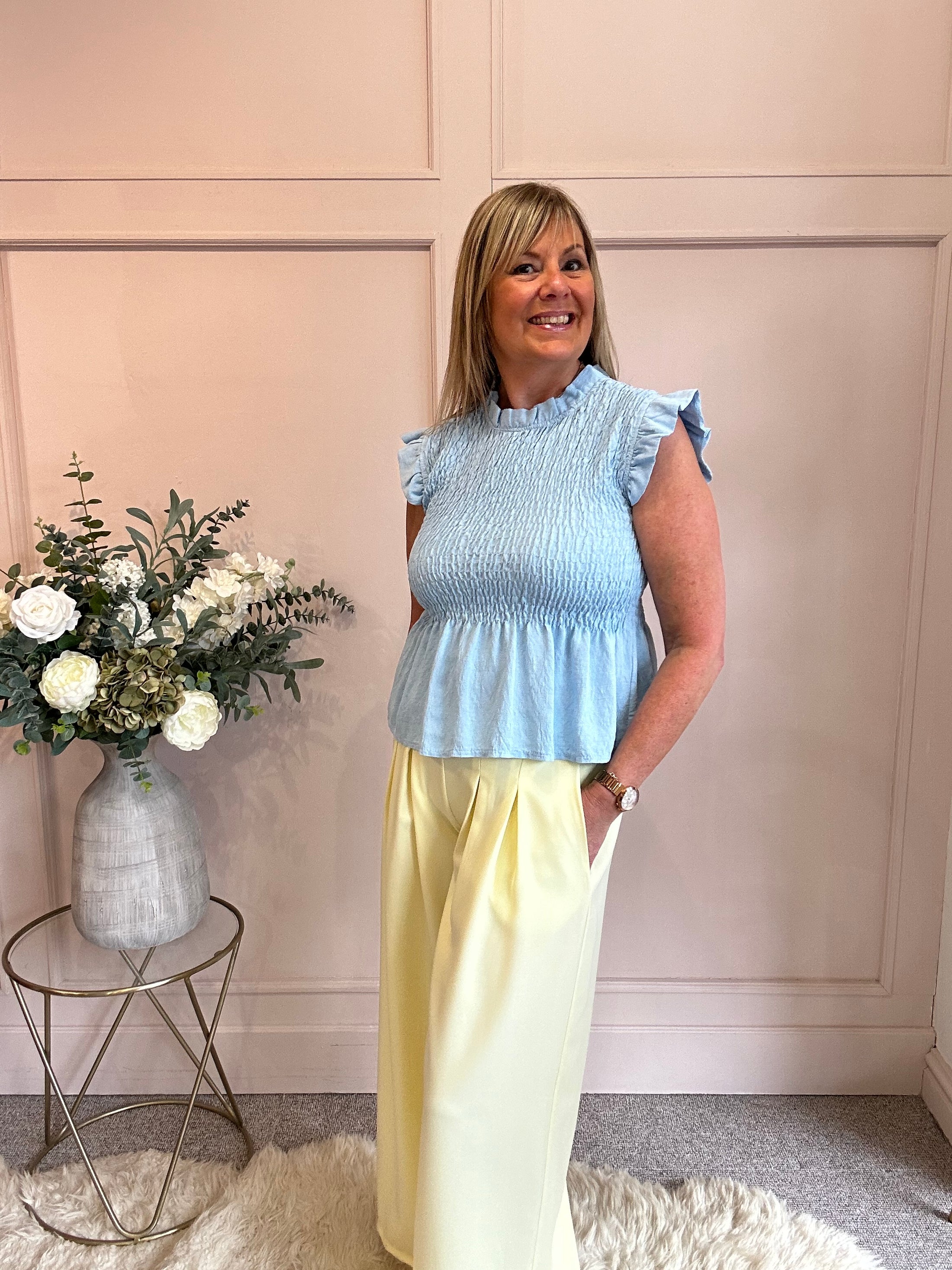 Cute Peplum Top - Baby Blue One Size