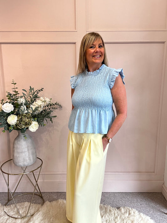 Cute Peplum Top - Baby Blue One Size