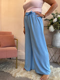 Load image into Gallery viewer, Tie Belt Wide Pant - Cornflower - Wardrobe By Simone

