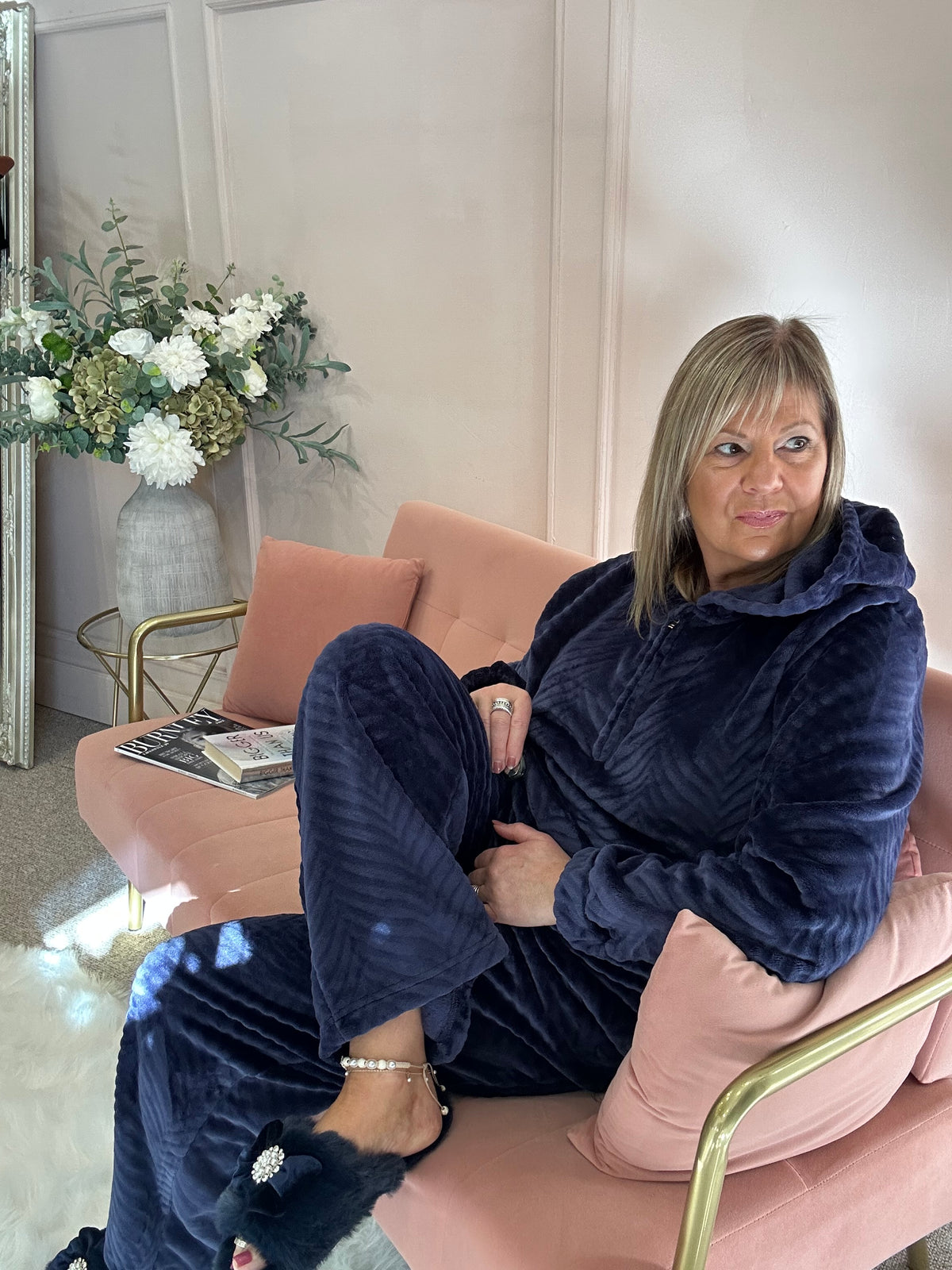 Chevron Cosy Lounge Set - Rich Navy