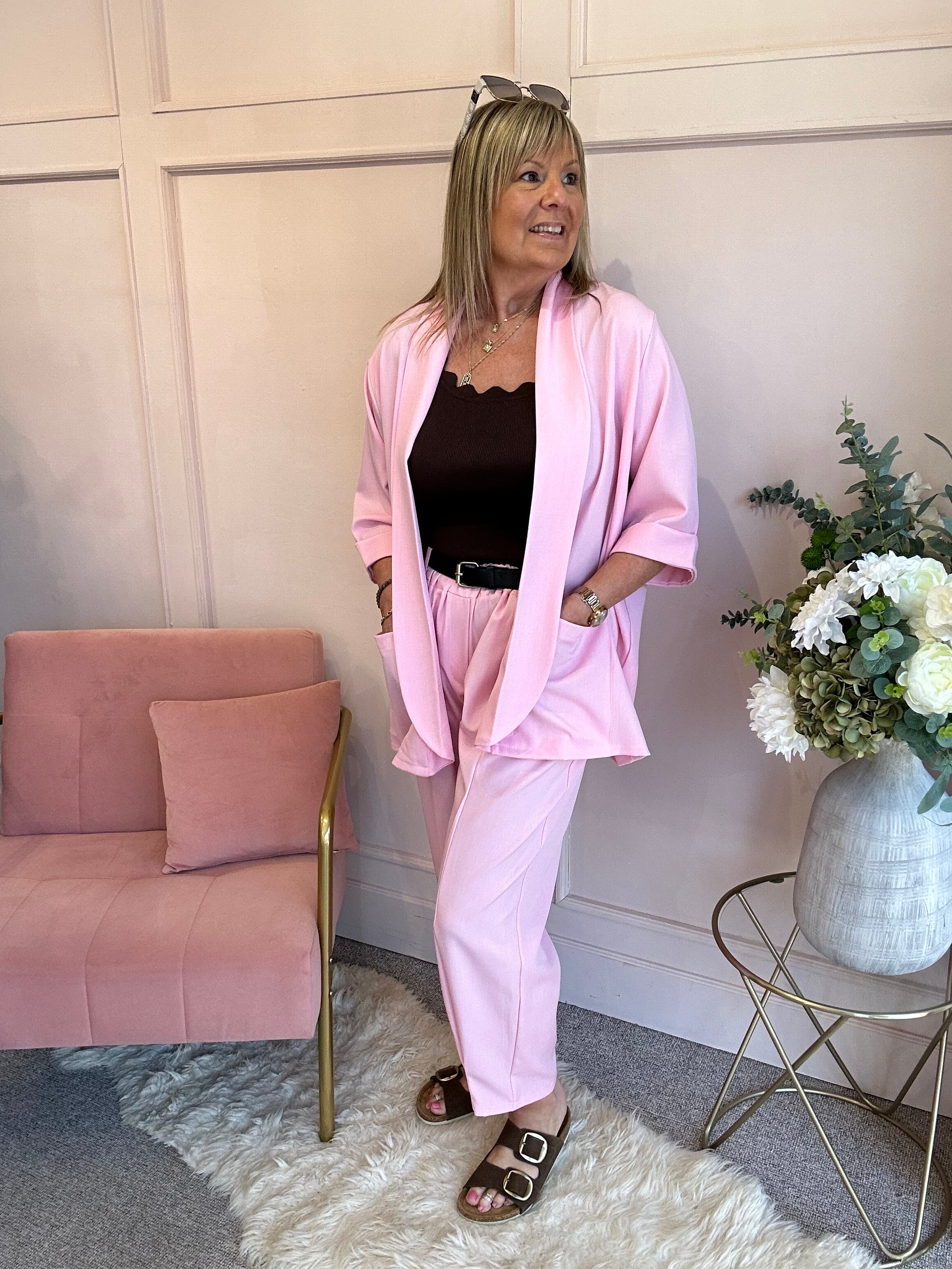 Blazer Oversized And Pant - Sugar Pink - Wardrobe By Simone