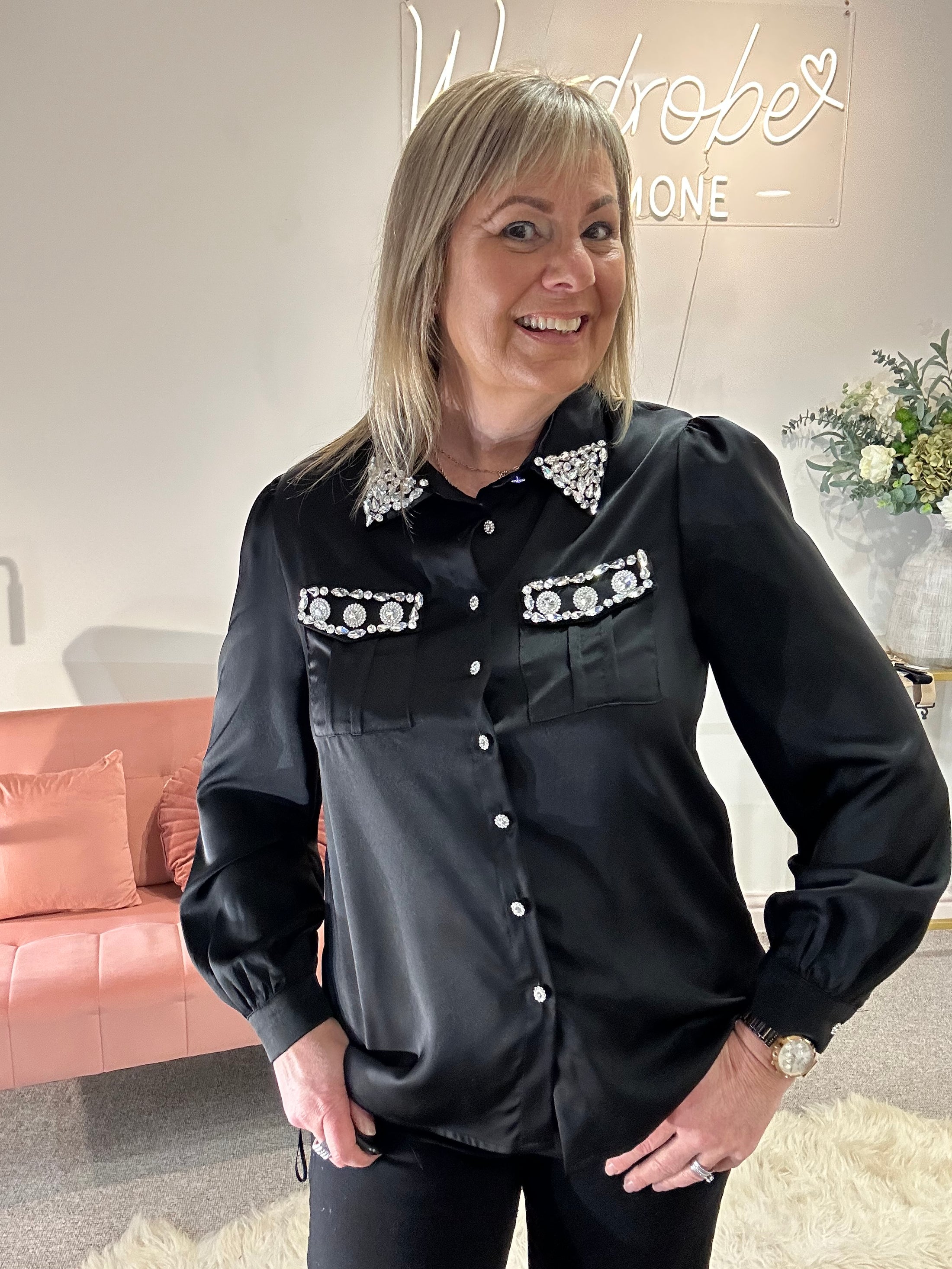 Diamonte Shirt - Black