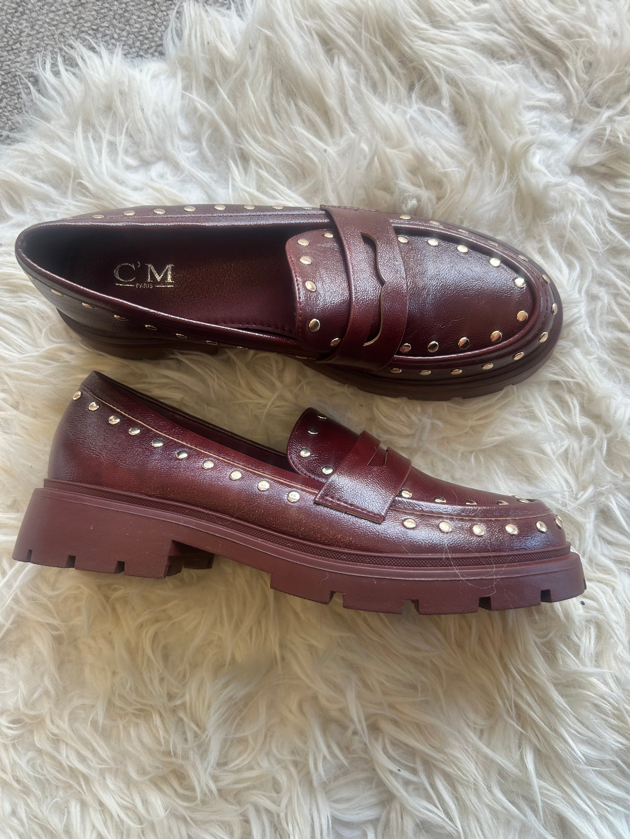 Chunky Studded Loafer - Burgundy