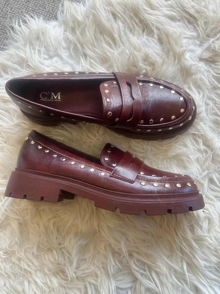 Chunky Studded Loafer - Burgundy