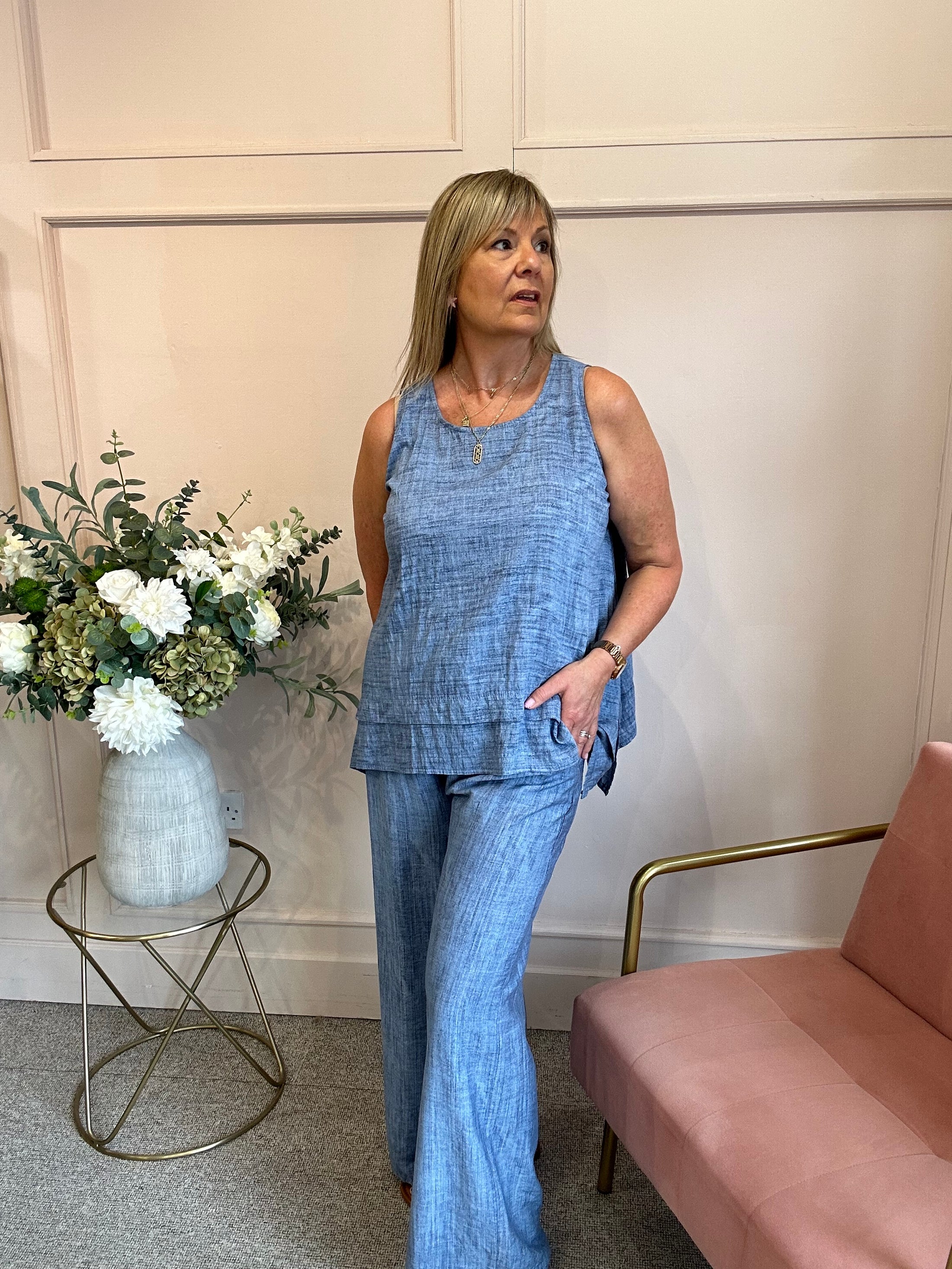 Sleeveless Top - Mid Blue
