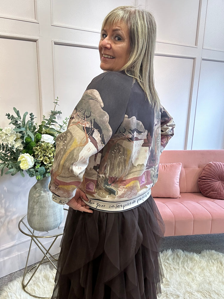 Tuscany Suedette Jacket - Brown/Multi