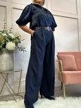 Load image into Gallery viewer, Stylish Belted Pant - Navy
