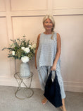 Load image into Gallery viewer, Floaty Sleeveless Top Gingham - Grey/Blue One Size
