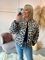 Buttoned Padded Jacket  - Leopard - Wardrobe By Simone