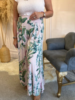 Botanical Flower Wide Leg Pant - Pink/Cream