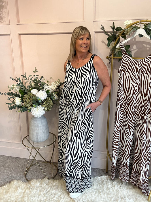 Zebra Jumpsuit - Black/White - Wardrobe By Simone