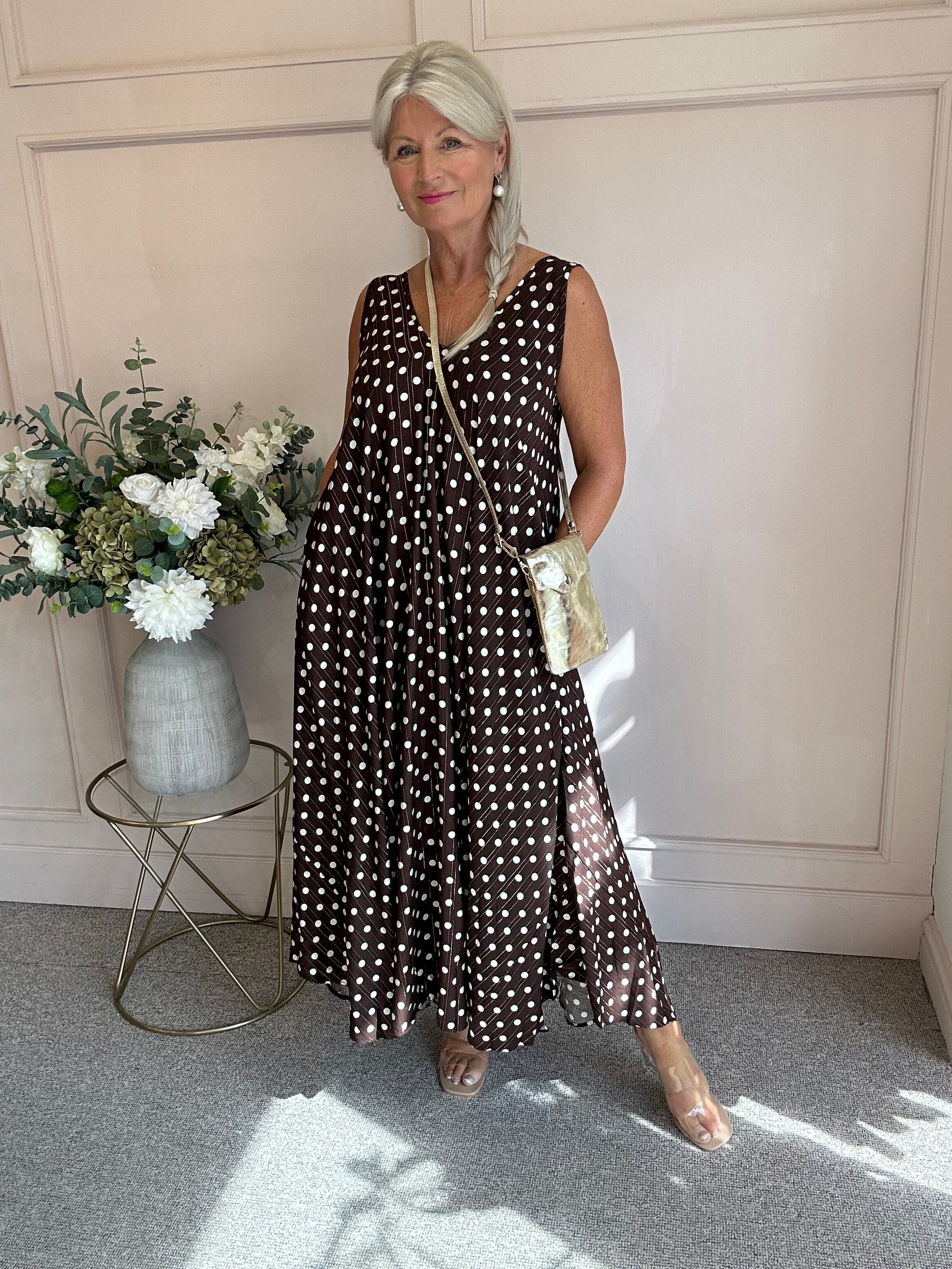 Polka Dot With Gold Shimmer - Brown/White - Wardrobe By Simone