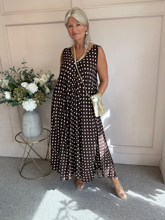 Polka Dot With Gold Shimmer - Brown/White - Wardrobe By Simone