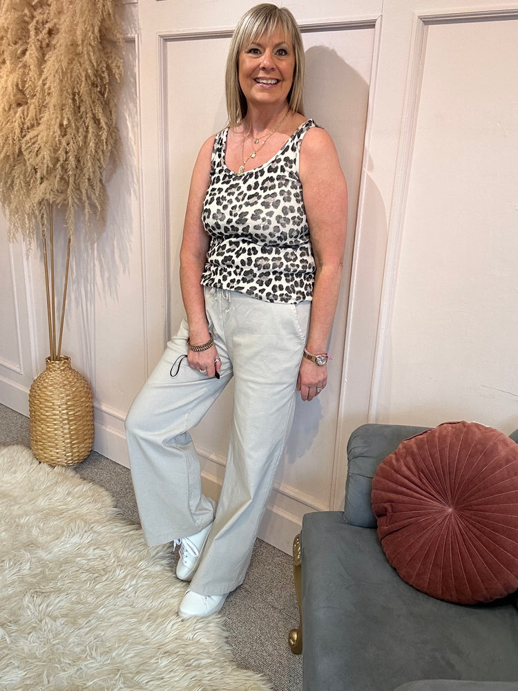 Leopard Vest Top - Beige/Leopard