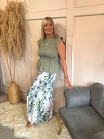 Ruched Bodice Peplum Top - Khaki