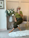 Load image into Gallery viewer, V Neck Short Sleeve Jumper - Olive

