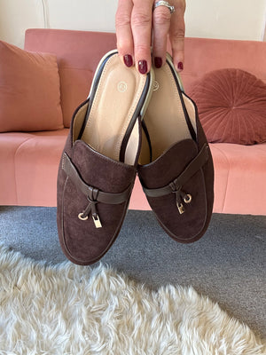 Faux Suede Mule - Brown