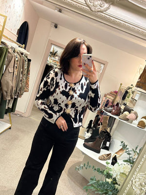 Sun Gold Button Cardi/Jacket - Cow Print