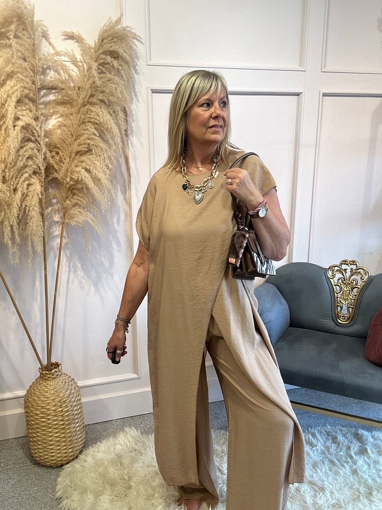 Overtop And Trouser 2 Piece Set - Caramel - Wardrobe By Simone