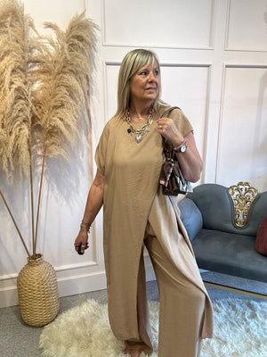 Overtop And Trouser 2 Piece Set - Caramel - Wardrobe By Simone