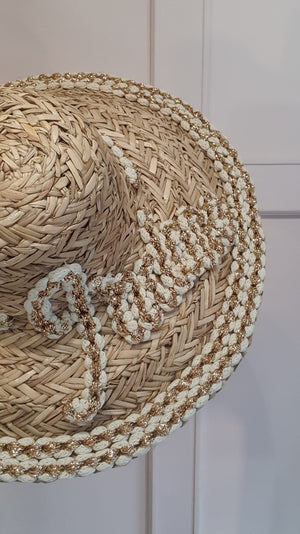 Beautiful J'adore Straw Sun Hat - Straw/Gold - Wardrobe By Simone