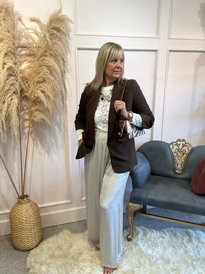 Ruched Blazer - Brown