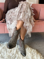Cowboy Ankle Boot - Brown/Bronze