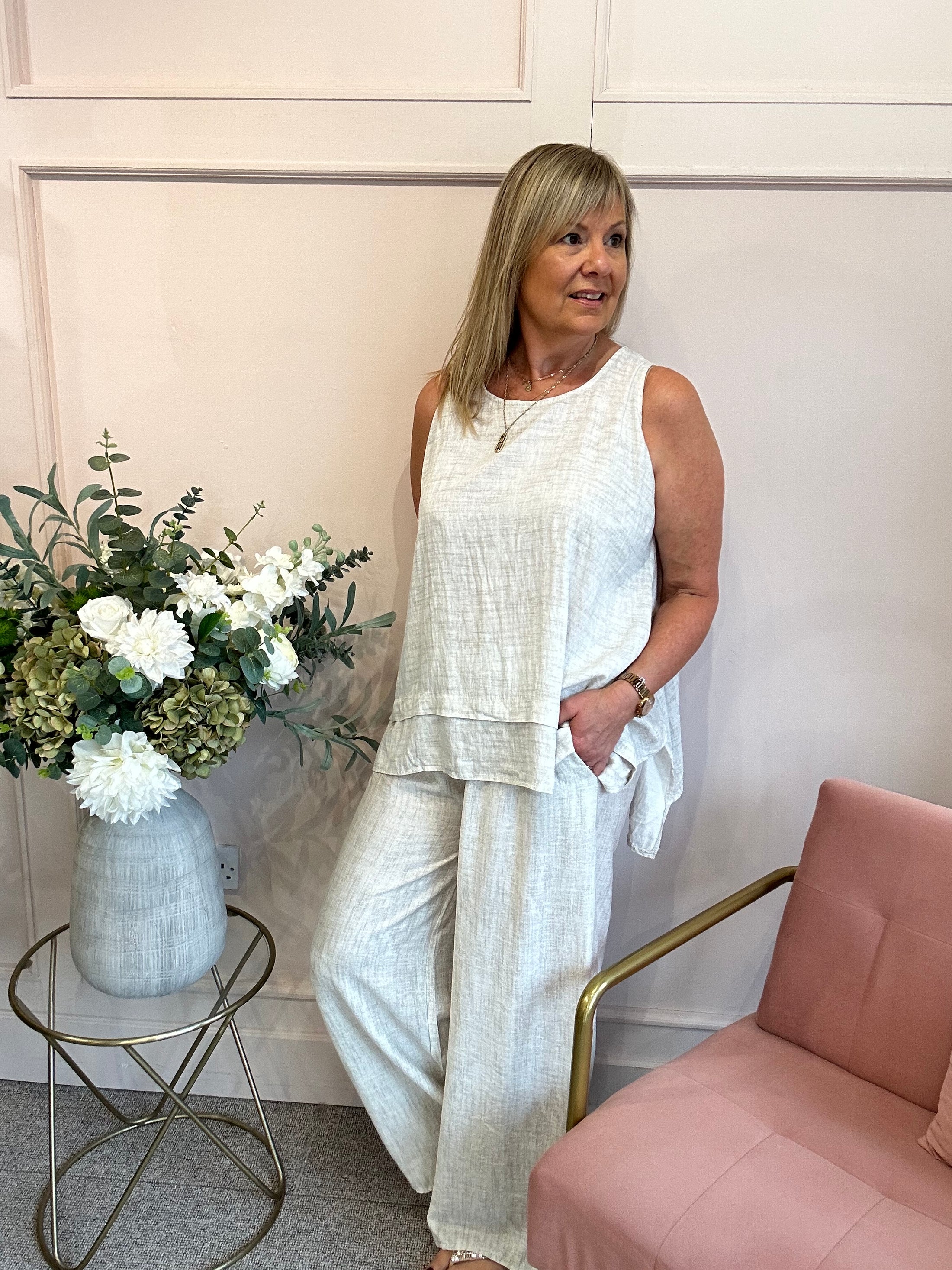 Sleeveless Top - Light Beige