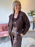 Load image into Gallery viewer, Gold Button Cardi Jacket -  Brown
