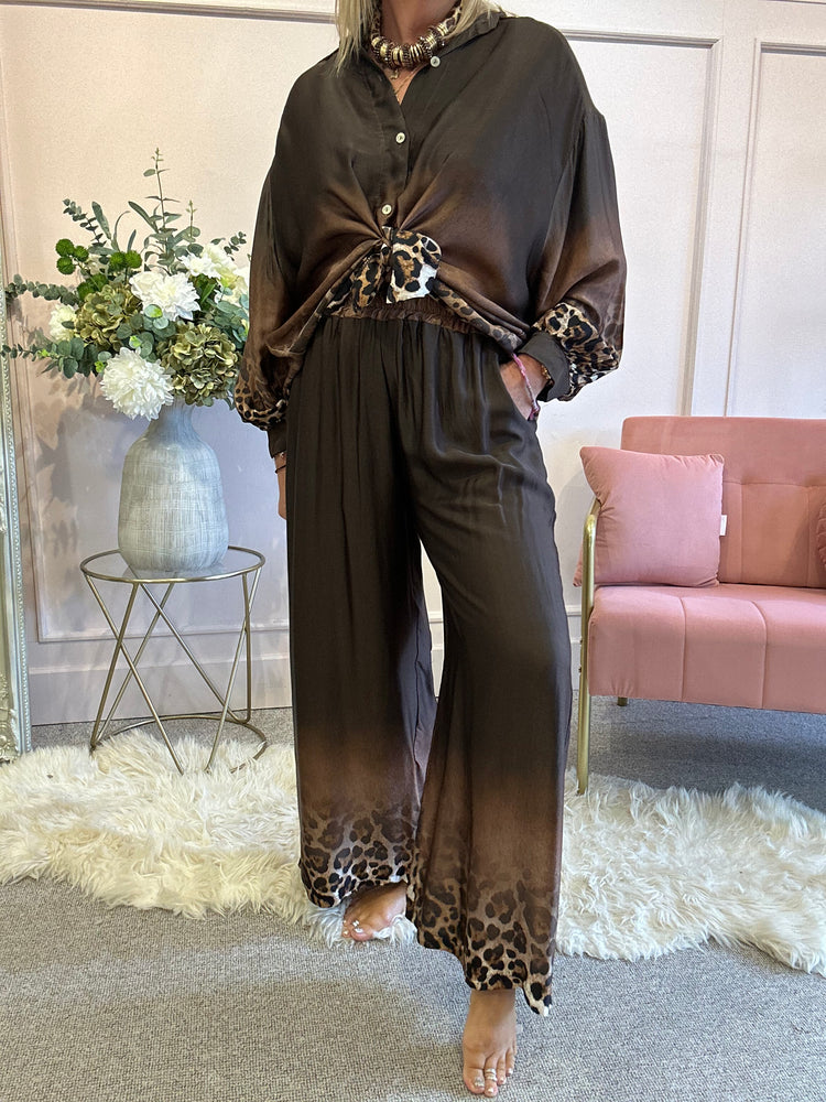 Satin trouser - Brown/Cheetah - Wardrobe By Simone