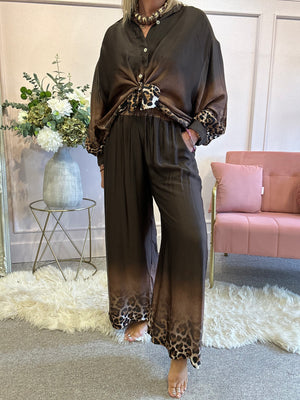 Satin trouser - Brown/Cheetah - Wardrobe By Simone