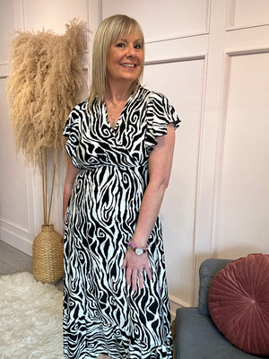 Summer Zebra Maxi Dress - Black/Cream