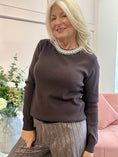 Load image into Gallery viewer, Sparkle & Pearl Jumper - Chocolate Brown
