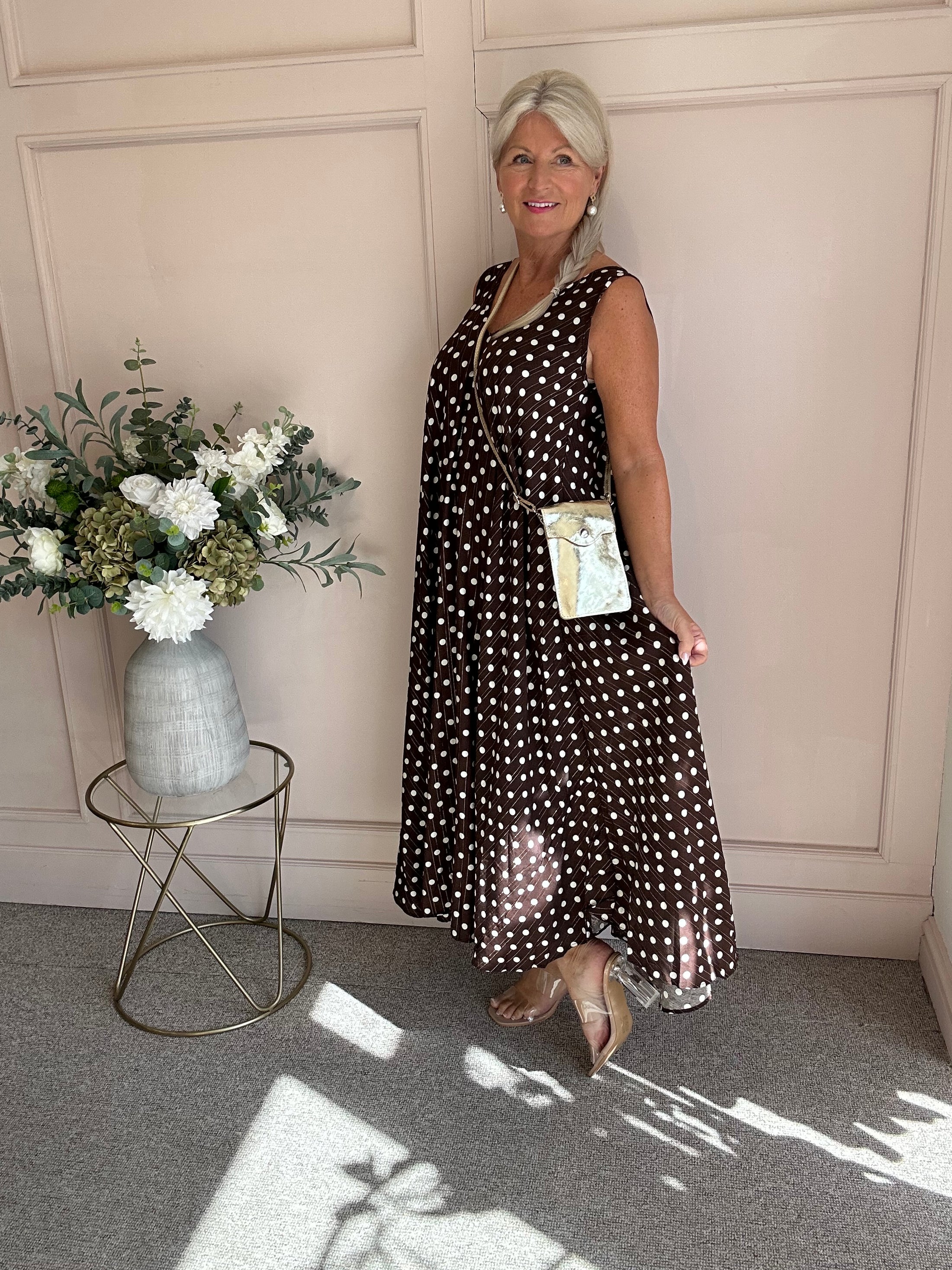 Polka Dot With Gold Shimmer - Brown/White - Wardrobe By Simone