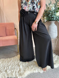 Load image into Gallery viewer, Flower Tie Wide Leg Pant - Black - Wardrobe By Simone
