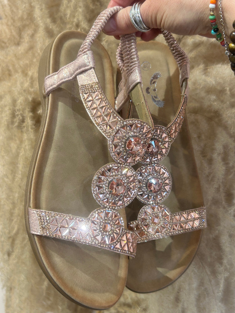 Rosie Gold Bling Sandals - Rose Gold