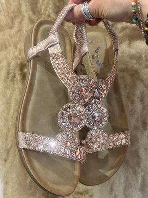Rosie Gold Bling Sandals - Rose Gold