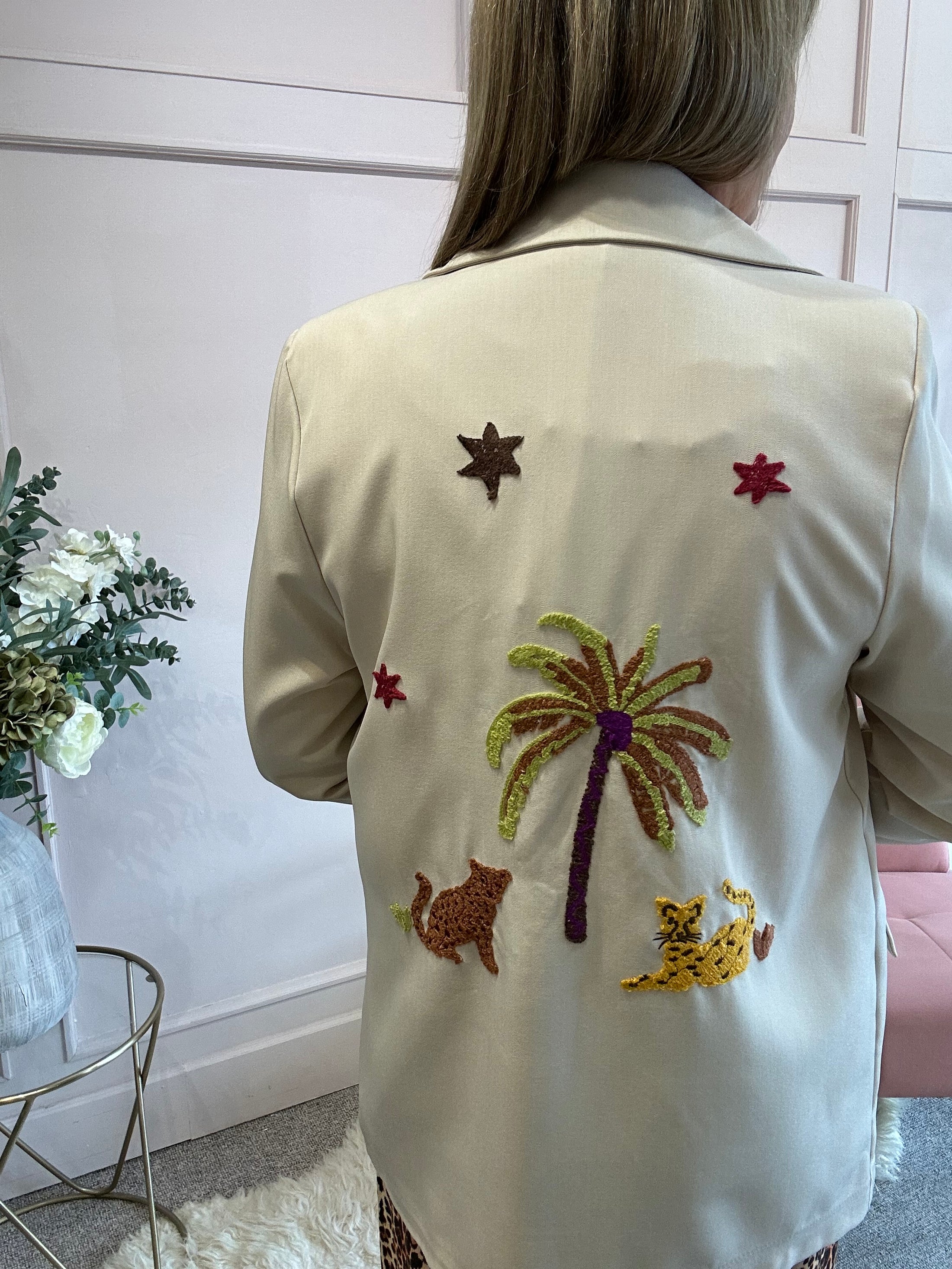 Jungle Vibe Oversized Jacket - Beige/Mix - Wardrobe By Simone