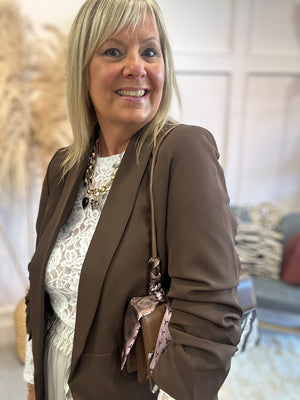 Ruched Blazer - Brown