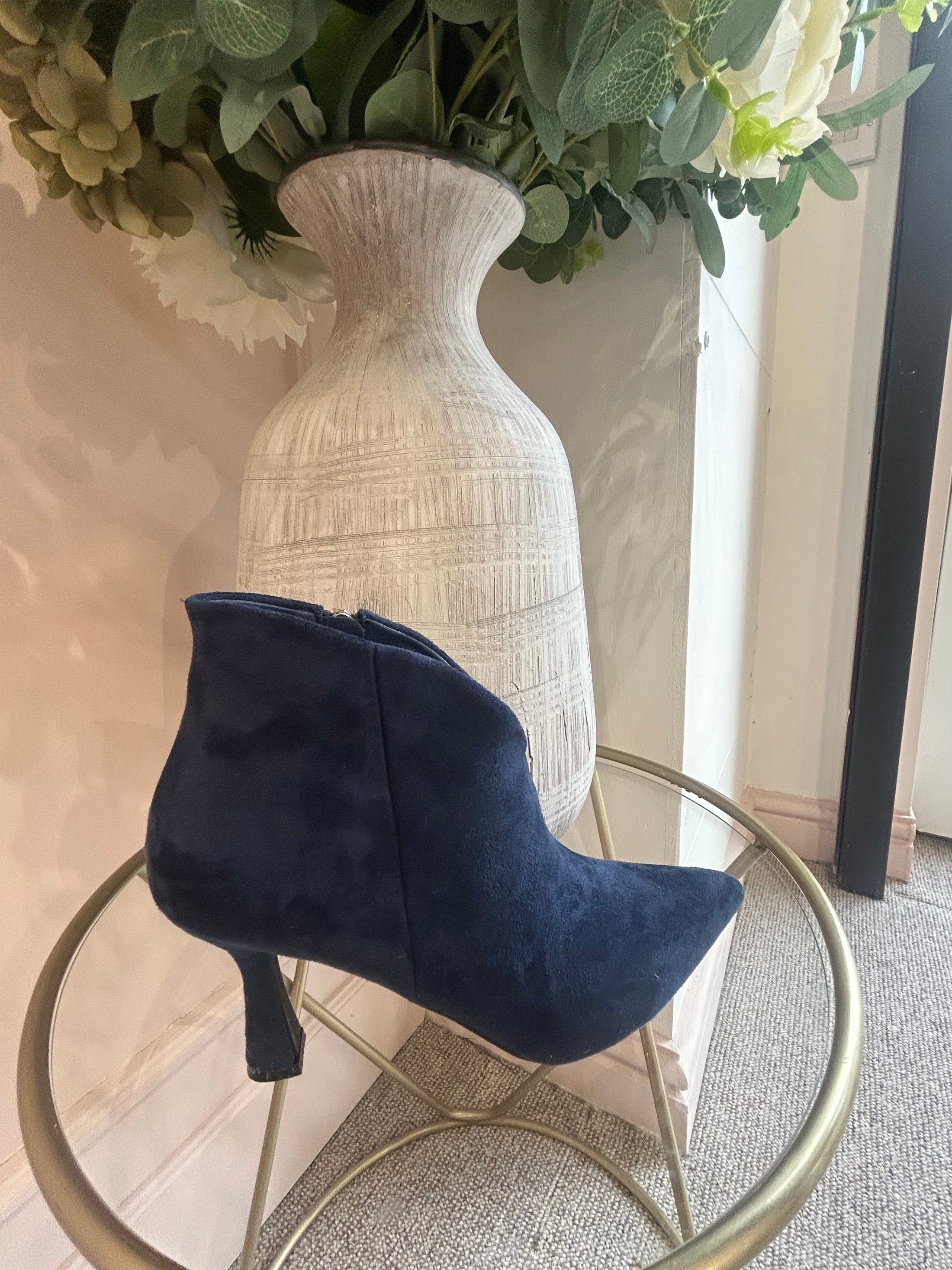 Kitten Heel Boot - Navy Blue