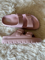 Sophia Buckle Sliders - Pink