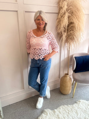 Cute Crochet Little Jumper - Soft Pink