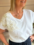 Load image into Gallery viewer, Sparkle & Pearl T Shirt  - White - Wardrobe By Simone
