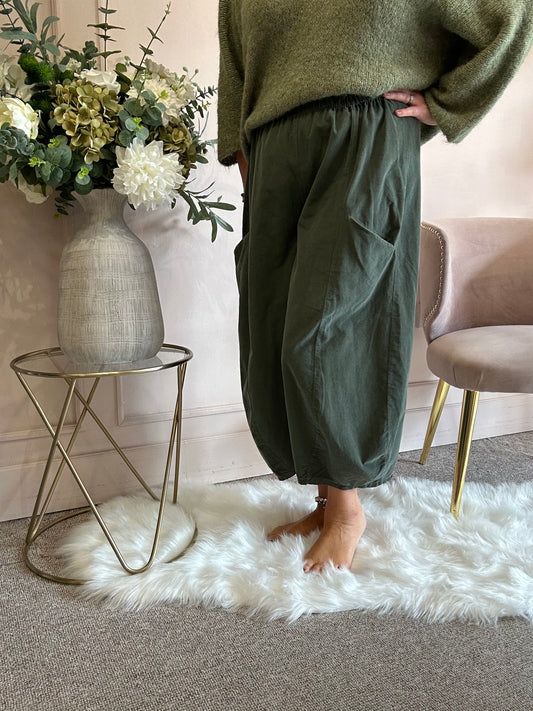 Cord Barrel Pant - Khaki - Wardrobe By Simone