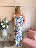 Load image into Gallery viewer, Botanical Dungarees - Cream/Blue - Wardrobe By Simone
