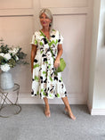 Load image into Gallery viewer, Button Detail Midi dress - Cream/Green/Brown - Wardrobe By Simone
