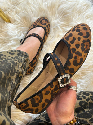 Mary Jane Iconic Strap Diamante Buckle - Leopard - Wardrobe By Simone