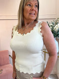 Load image into Gallery viewer, Scalloped Edged Vest Top - Cream - Wardrobe By Simone

